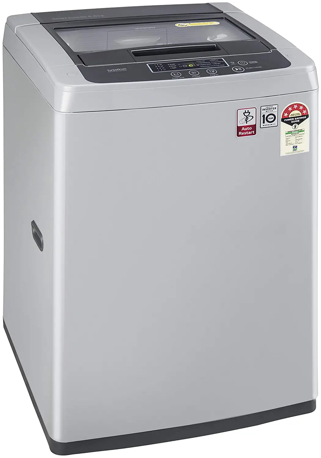 LG 6.5 Kg 5 Star Smart Inverter Fully-Automatic Top Loading Washing Machine (T65SKSF4Z, Middle Free Silver)