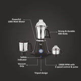 Preethi Taurus Pro MG-256 Mixer Grinder, 1000 watt, Black, 3 Jars, 2yr Guarantee & Lifelong Free Service