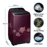 Samsung 8 Kg 5 Star Inverter Fully-Automatic Top Loading Washing Machine (WA80T4560BM/TL, Magnolia Plum, Activ Wash+ Technology)