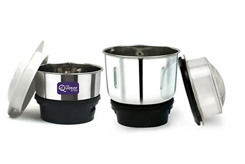 The Quasar Store Mixer Chutney Jar (180 ml,500 ml) HEAVY QUALITY Mixer Jar (1 Mini Unique Jar 1 Medium Jar) Suitable for all Local & Branded Mixer which comes with 2 Lock & 4 Teeth Coupler