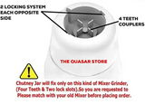 The Quasar Store Mixer Chutney Jar (180 ml,500 ml) HEAVY QUALITY Mixer Jar (1 Mini Unique Jar 1 Medium Jar) Suitable for all Local & Branded Mixer which comes with 2 Lock & 4 Teeth Coupler