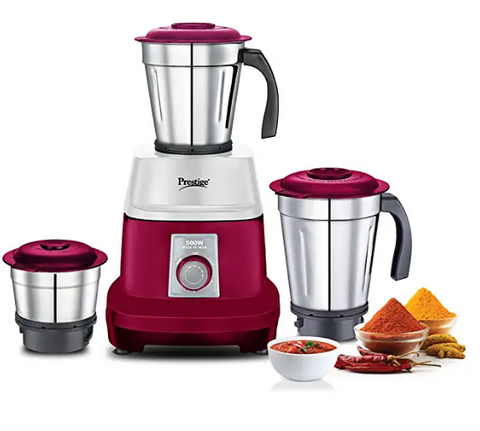 TTK Prestige Limited Orion Mixer Grinder 500 Watts, 3 Jars (1200ml, 1000ml, 500ml) (Red)